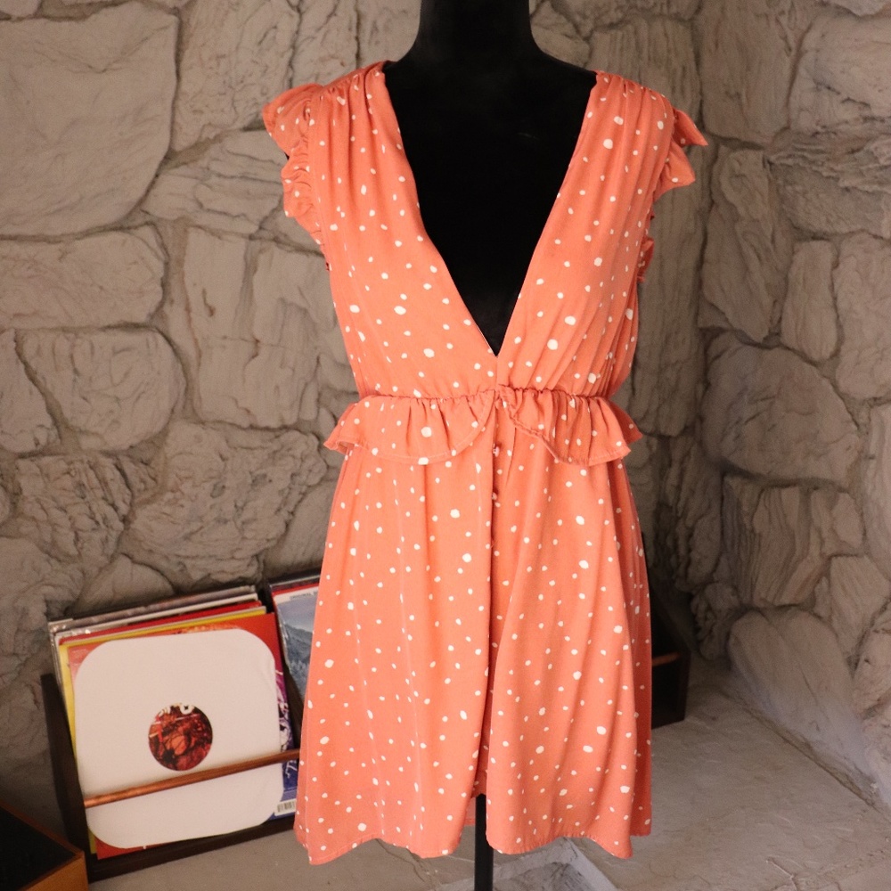 ASOS peach and white dotted dress